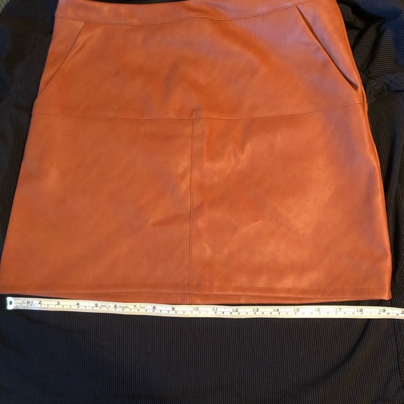 Orange Faux Leather Mini Skirt - Picture 3 of 4